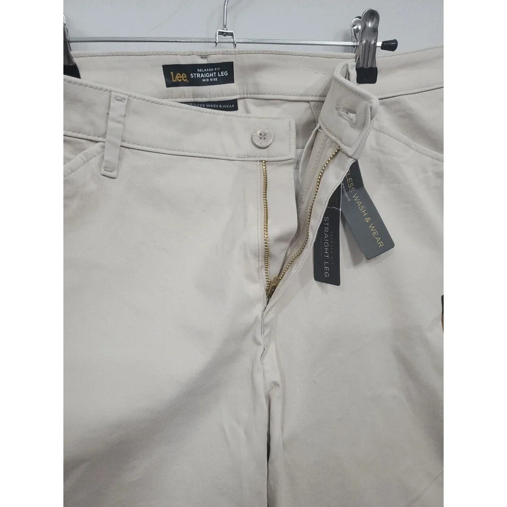 Lee Chino Pants‎ Relax Fit Women 12 Straight Leg Mid Rise Workwear Beige Khaki